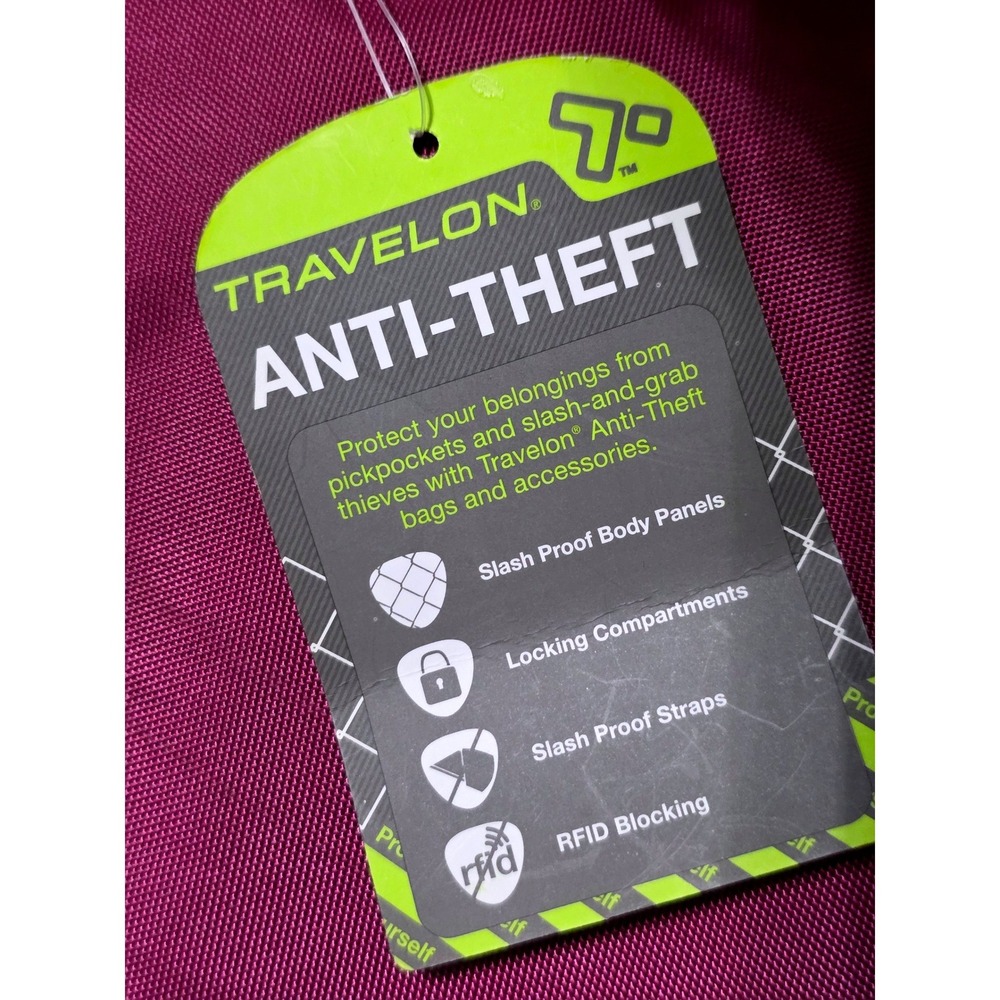 Travelon Anti-Theft Crossbody Bag Purple RFID Blocking Slash Proof Messenger NEW - Picture 6 of 11